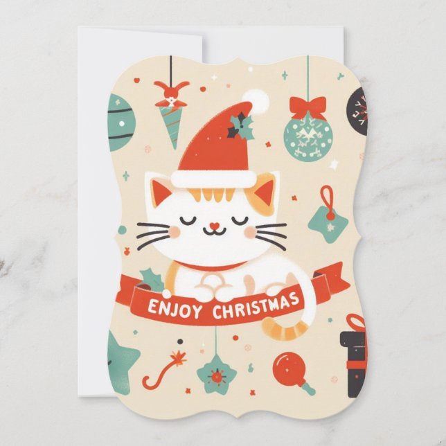 Cute Cat Enjoy Christmas season  Card (Front)