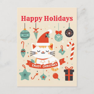 Cute Cat Enjoy Christmas season Postcard