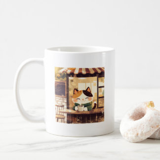 Cute Cat Enjoying Coffee at Cosy Cafe Mug