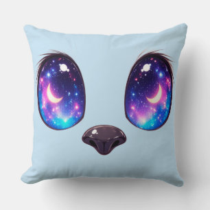Cute Cat Eyes Close Up Kawaii Cat Face Illustratio Cushion