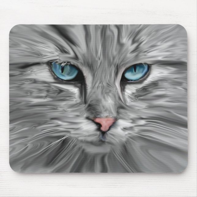 Cute Cat Eyes Face Water Colour Oil Painting Art Mouse Pad (Front)