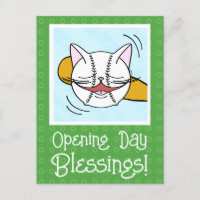 Cute Cat Face Baseball Opening Day Good Luck