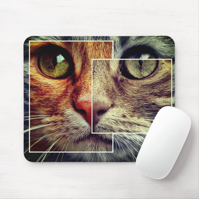 Cute Cat Face Collage Mousepad (With Mouse)