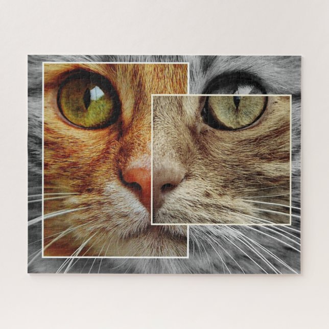 Cute Cat Face Collage Puzzle (Horizontal)