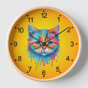 Cute Cat Face Multicolored Design-89059 Clock