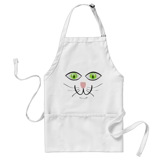 Cute Cat Face on White Standard Apron (Front)