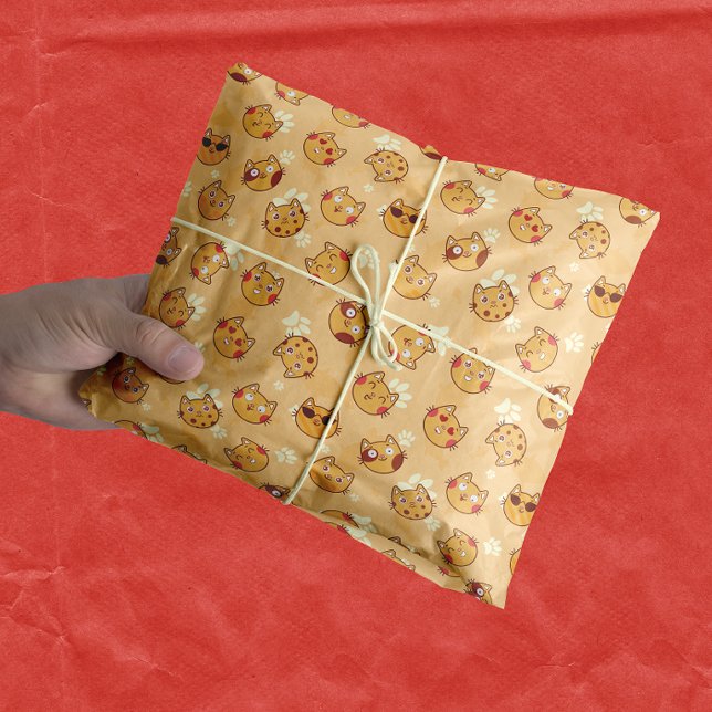 Cute Cat Face Pattern | Orange Tissue Paper (Creator Uploaded)