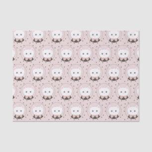 Cute Cat Face Pink Dotty Pattern Tissue Paper