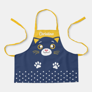 Cute Cat Face Polka Dots Child All-Over Print Apron