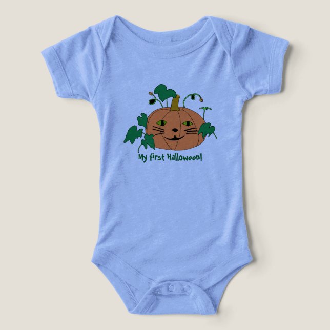 Cute Cat Face Pumpkin shirts for Baby (Design Front)