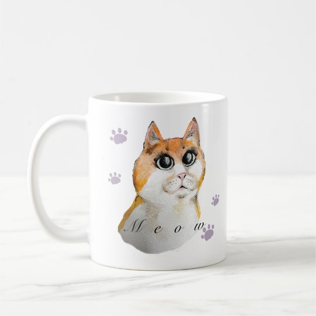 Cute Cat Face. Red cat.  Coffee Mug (Left)
