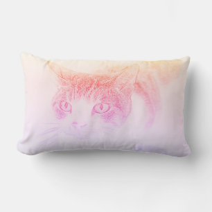 Cute Cat Face Sketch Cushion Throw Pillow