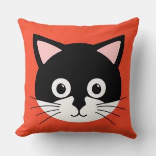 Cute Cat Face Vibrant Illustration Cushion