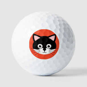 Cute Cat Face Vibrant Illustration Golf Balls