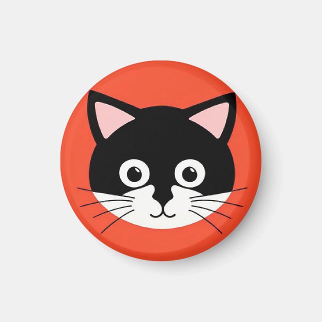 Cute Cat Face Vibrant Illustration Magnet (Front)