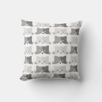 Cute Cat Faces Grey Cat Pattern