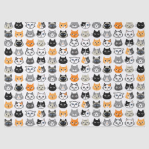Cute Cat Faces Pattern   Cool Pet Kitty Cats Tissue Paper