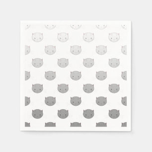 Cute Cat Faces Pattern Grey Napkin