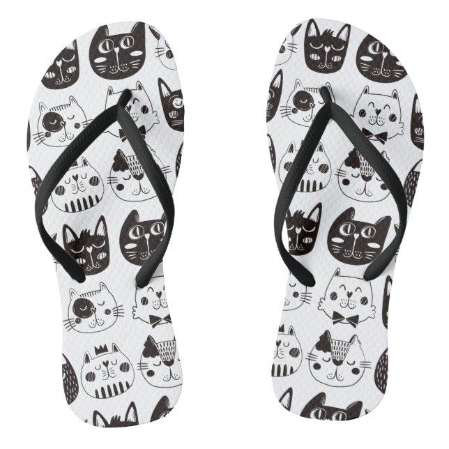 Cute Cat Faces Pattern Jandals (Footbed)