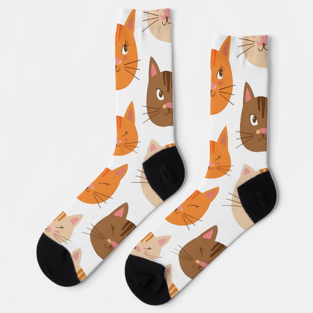 Cute Cat Faces Pattern Socks (Left)