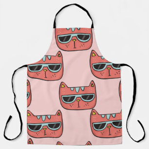 Cute cat faces, seamless pattern. apron