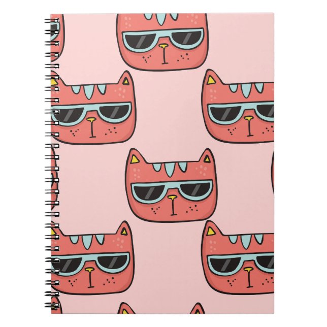 Cute cat faces, seamless pattern. notebook (Front)