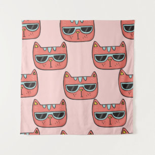 Cute cat faces, seamless pattern. tapestry
