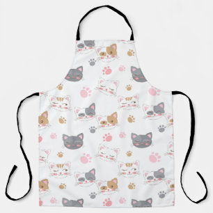 Cute cat faces smiling cats pattern apron