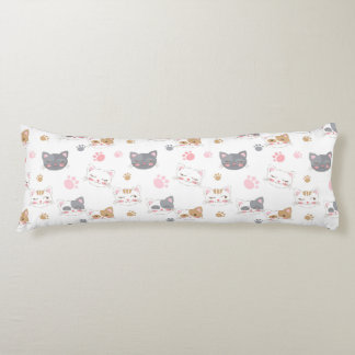 Cute cat faces smiling cats pattern body cushion