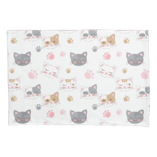 Cute cat faces smiling cats pattern pillowcase