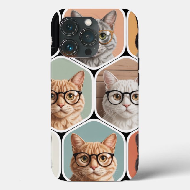 Cute Cat Faces with Glasses  Case-Mate iPhone Case (Back)