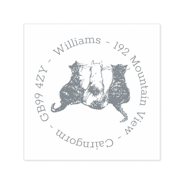 Cute Cat Family Address Self-inking Stamp (Design)