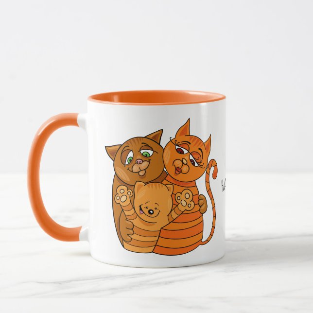 Cute Cat Family custom name mugs (Left)