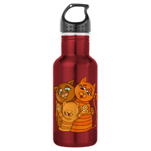 Cute Cat Family custom name water bottles