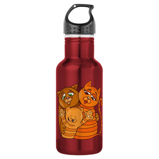Cute Cat Family custom name water bottles (Front)