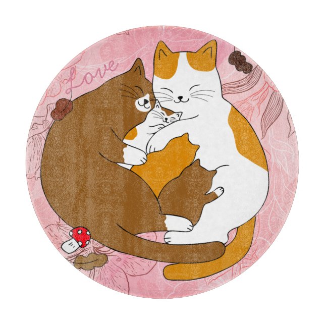 Cute Cat Family Cutting Board (Front)