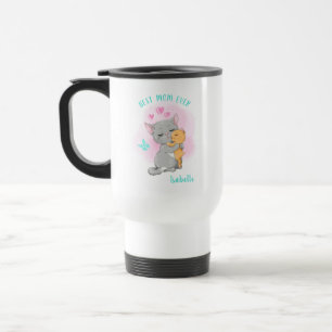 Cute cat family, mothers day gift, best mum ever travel mug