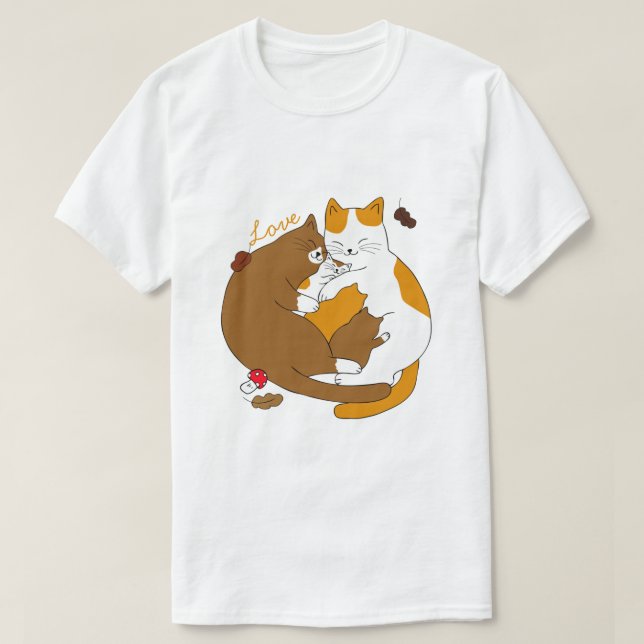Cute Cat Family T-Shirt (Design Front)