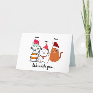 Cute Cat Family Tree Christmas Holiday Card