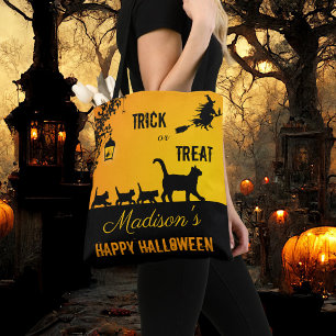 Cute Cat Family Trick or Treat Halloween  Tote Bag