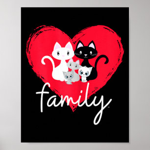 Cute Cat Family Valentine Day Poster