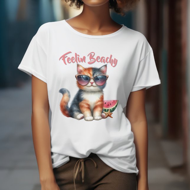 Cute Cat Feelin Beachy T-Shirt (Creator Uploaded)