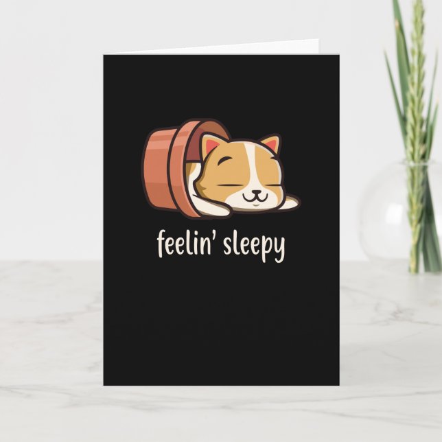 Cute Cat feeling sleepy Kitten Sleep tired Cats Card (Front)