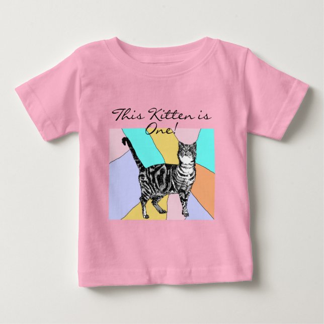 Cute Cat First Birthday Pastel Cats Baby Kitten T-Shirt (Front)