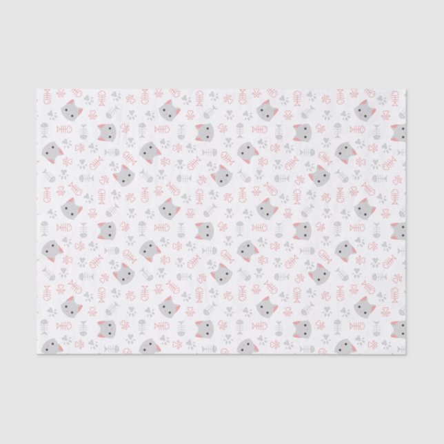 Cute Cat & Fish Bones Tissue Paper (Front)