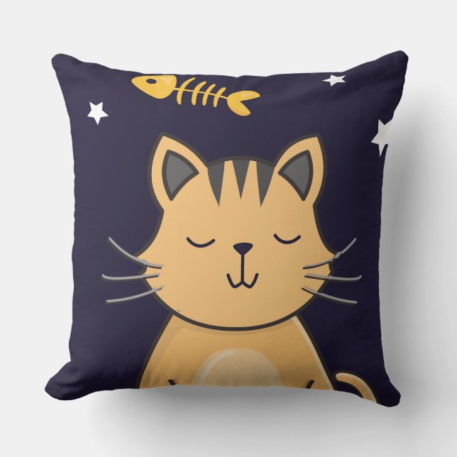 Cute Cat Fish Dream Pet Decor, Kitten Home Decor Cushion (Front)