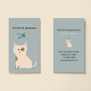 Cute Cat Fish l Pet Sitting Services Care Paw Art Business Card