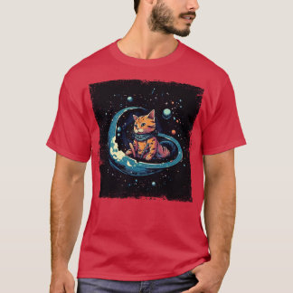 Cute Cat Floating in Space T-Shirt