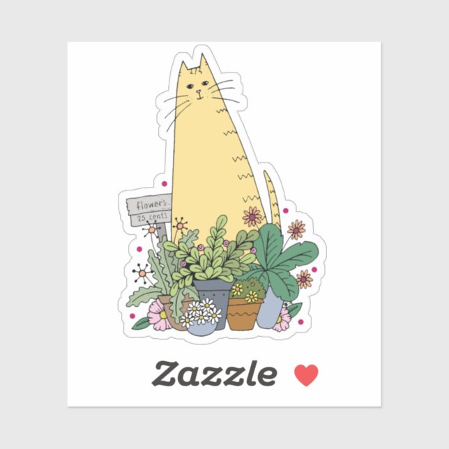 Cute Cat Florist Sticker (Sheet)