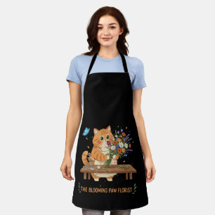 Cute Cat Florist   The Blooming Paw Whimsical  Apron